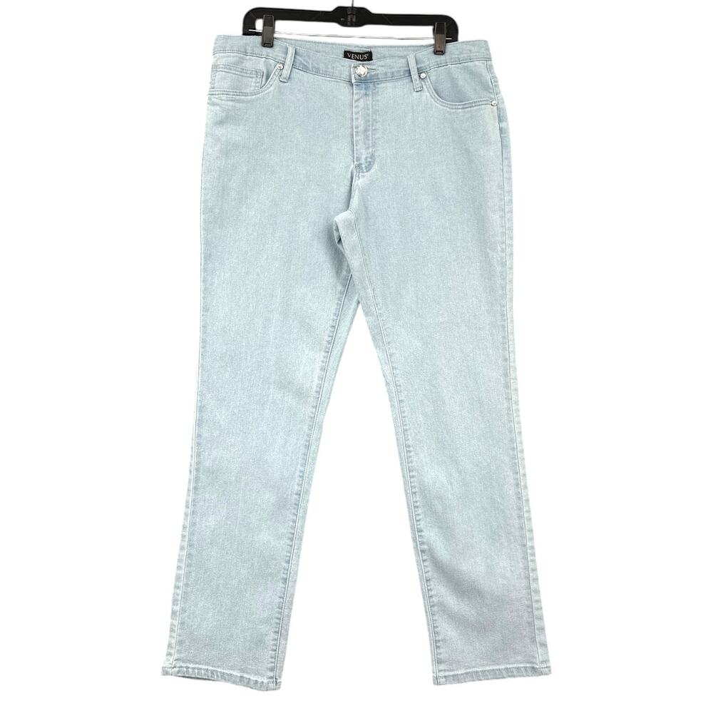 VENUS Light Blue 5-Pocket Diamond Button Closure‎ Zipper Fly Jeans Size USA 16